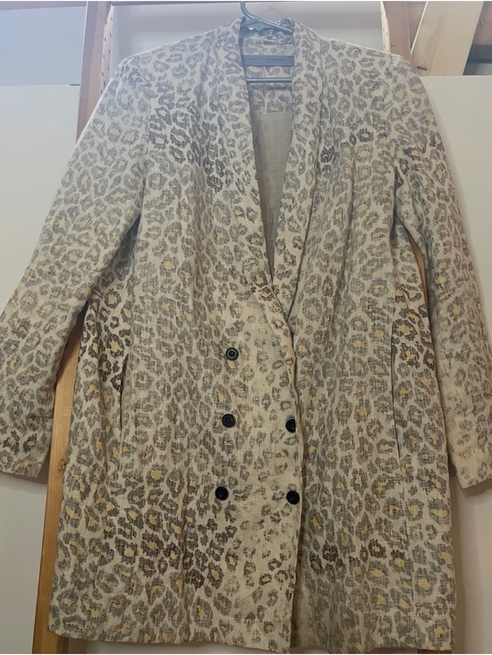 Raquel Allegra Jackets & Blazers - Raquel Allegra Leopard Print Double-Breasted Women's Blazer - Cream Taupe